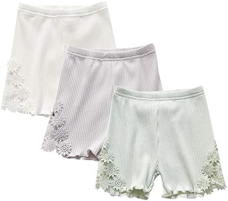 キッズ オーバーパンツ 女の子 無地 3枚組 レース付き 驚きの値段で インナーパンツ チラ見え防止 アンダーパンツ 女児 短パン 可愛い 半ズボン ショートパンツ ガールズ 3分丈 下着