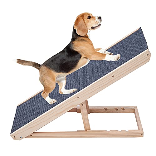 NEWISH Upgraded Wooden Adjustable Pet Ramp, Dogs, and Cat Bed Ramp