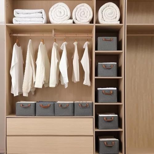 Kit 4 Caixas Organizadoras Dobráveis de Tecido Resistente com Alça Dupla – Cestos Ideais para Roupas, Brinquedos, Closet, Guarda-Roupa e Lavanderia