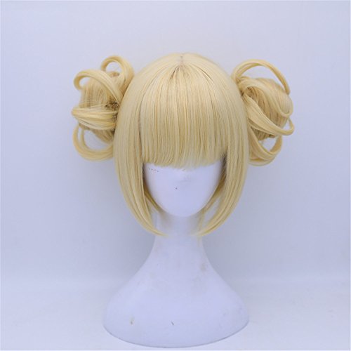 Women Gilrs  Lonita Party Wigs Anime Yellow Blonde Cosplay Wig with Bun free Cap