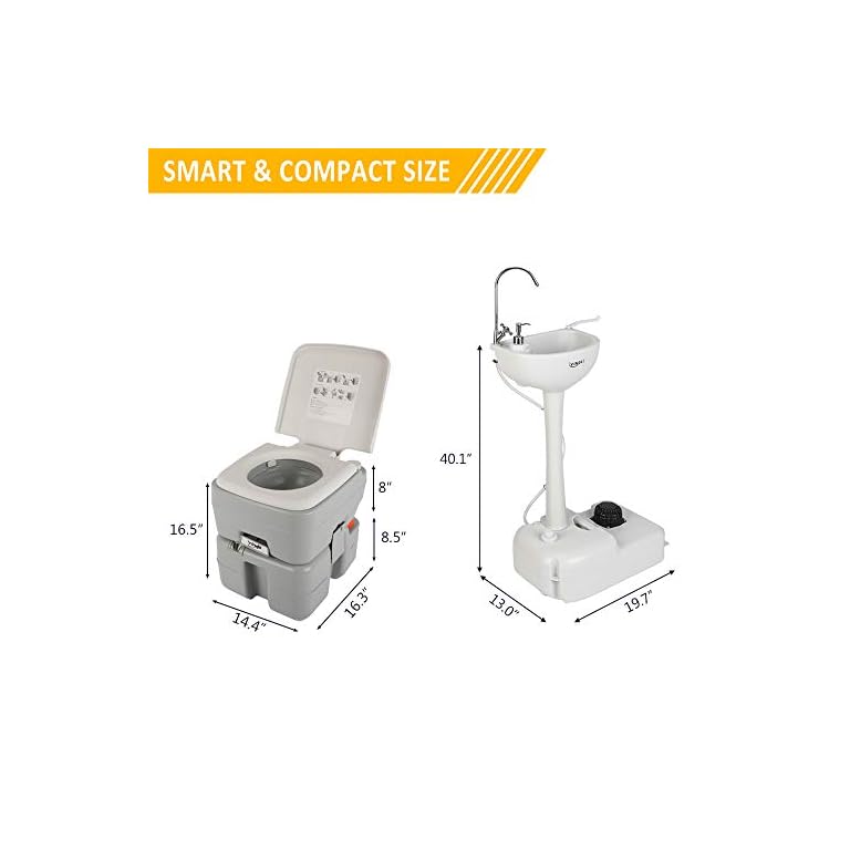 VINGLI Upgraded Portable Sink and Toilet Combo Selfcontained 5 Gal