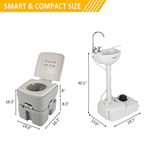 VINGLI Upgraded Portable Sink and Toilet Combo Selfcontained 5 Gal