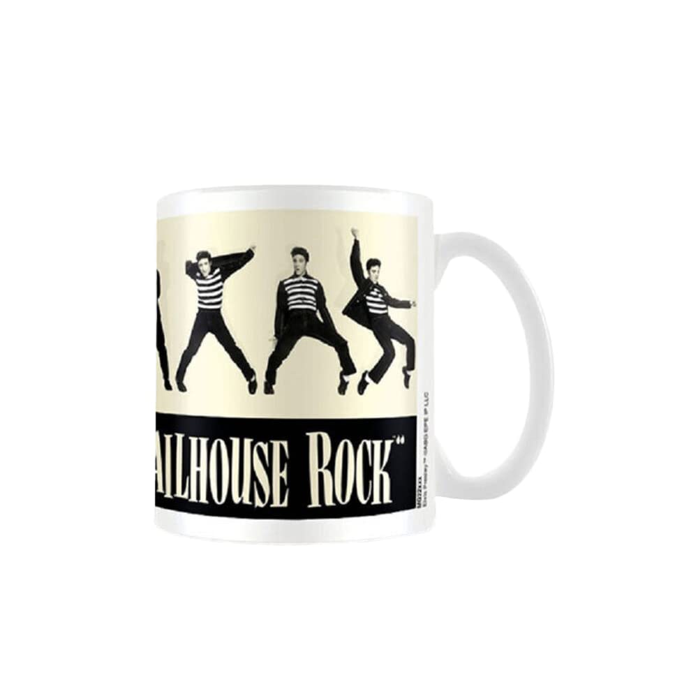 Pyramid International Elvis Presley Mug (Jailhouse Rock Design) 11oz Ceramic Coffee Mug, Cups and Coffee Mugs for Women and Men - Official Merchandise, White