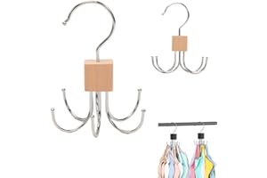 2-Pack 360° Swivel Bra Hanger - 12-Hook Space Saving Closet Organizer for Bras, Tank Tops, Belts & Scarves, Multi-Functional 