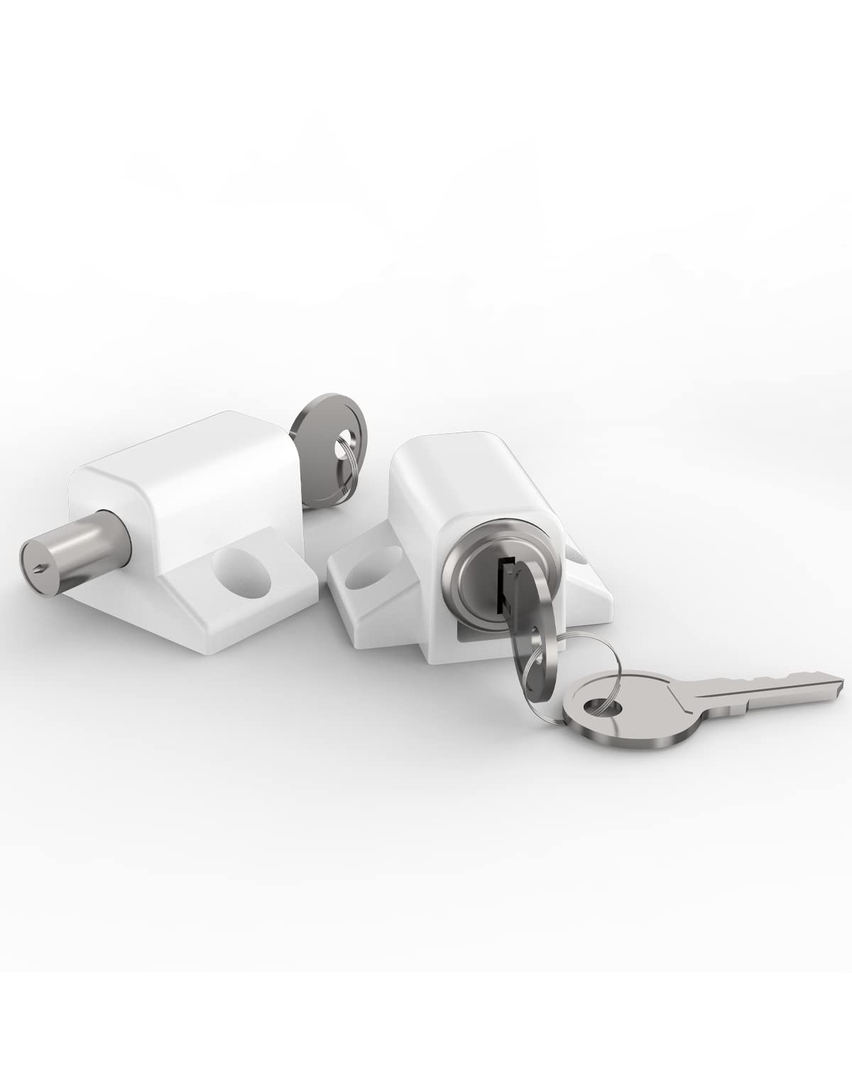 Photo 1 of ROFMAPLE Lock, 2 Pack Sliding Door Window Lock, Push-in Key Lock, Patio Door Locks for Home Office Classroom (White)