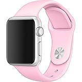 Yearscase 42MM Soft Silicone Sport Replacement Band for Apple Watch Series 1 2 3, S/M Size - Pink Sand