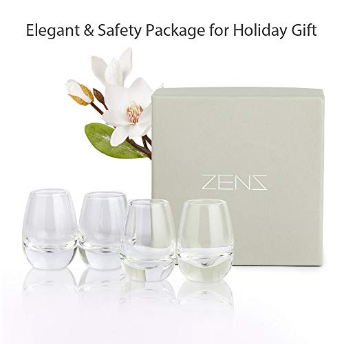 ZENS Sake Cups Glasses,Clear Cute Sake Shot Cups 1.35 Once Set of 4 for Japanese Sake Bottle Cold Liquor with Heavy Base Design
