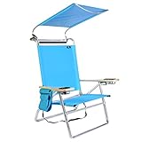 Deluxe 4 position Aluminum Beach Chair w/Canopy & Storage Pouch