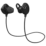 Bluetooth Headphones, iXCC Wireless Sports Earphones Half in Ear EarBuds With Mic Long Hours Playtime, Apt-x Stereo, Bluetooth V4.1, IPX4 Nano Coating Sweatproof, Noise Cancelling Headset - Black
