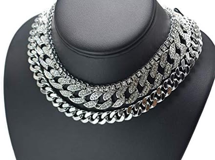 Prisa Times Hip Hop Quavo Choker 18" Cuban & 18" Full Iced Cuban & 1 Row Tennis Chain Set