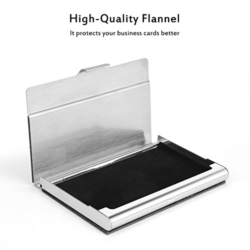 Business Card Holder Case, AHGXG Professional Slim Name Card Case Credit Card ID Holder/Case PU Leather&Stainless Steel Metal Wallets For Men&Women, Keep 20 Business Cards, Black - Thumbnail 2