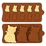 MoldFun 2 Pack Cute Cat Chocolate Silicone Molds Kitten Baking Cake Cupcake Pancake Pan Kitty Soap Polymer Clay Candy Cookie Fondant Concrete Wax Melt Ice Cube Tray