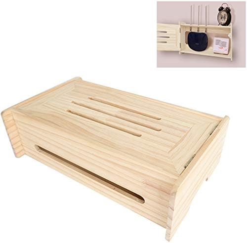 PILIBEIBEI Wall Mount Wooden WiFi Router Storage Boxes Shelf Router Storage Box Multimedia Accessories Shelf