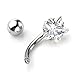 PiercingJ 4-6pcs 14G Stainless Steel Heart Round Square Star Cubic Zirconia Navel Bars/ Belly Button Ring