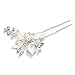 Mariell Bridal Hair Pin Stick with Hand-Painted Silver Leaves, Freshwater Pearl and Crystal Sprays