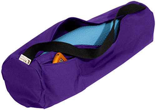 Purple Cotton Mat Bag – 8″ Round x 32″ Long – Easy Open Zipper – Extra Large – (fits Manduka + Jade) – Made in USA
