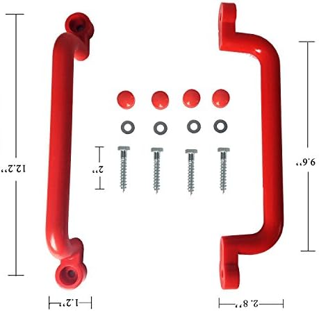 HappyPie 2pc Safety Playset Grips Hand Grabs Playground Handles (Red, 10.6'')