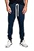 PROGO USA Men's Joggers Sweatpants Basic Fleece Marled Jogger Pant Elastic Waist (Small, Navy (Slanted Pocket))