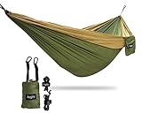 Double Camping Hammock by Arctic Current - Portable Lightweight Parachute Nylon Hammock for Camping, Backpacking or Travel Tree Hammock - Includes Rope, Tree Friendly Nylon Straps and Steel Carabiners