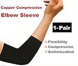 (1 Pair) iBuylinks Comfort Copper Infused Elbow Compression Sleeve Support Brace Joint Pain - For Men & Women