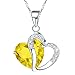 KATGI Fashion Austrian Crystals Heart Shape Pendant Necklace (Medium Yellow)