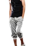 Allegra K Men Drawstring Waist Stripes Contrasr Color Capris Pants