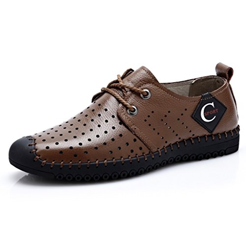 DeLamode Men Hole shoes Breathable Real Cow Genuine Leather Cool Sandals