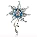 SUMAJU Pins Brooch Bouquet Pendant Charm Blue Flower Leaf Vintage Crystal Rhinestone Enamel