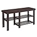 SONGMICS Bamboo Shoe Bench, Shoe Rack for Boots, Entryway Storage Organizer, 3-Tier Shoe Shelf, for Hallway, Bathroom, Living Room, Corridor, Brown ULBS06Z