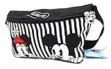Disney Mickey Minnie Mouse Zippered Waist Fanny Pack Belly Bag for Travel Belt Bag (Stripe Mickey Minnie)