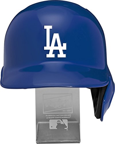 Rawlings MLB Los Angeles Dodgers Replica Batting Helmet with Engraved Stand, Official Size, Blue - Thumbnail 3