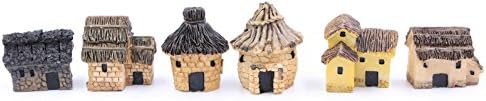 LeBeila Miniature Fairy Garden Stone Houses, 6 Mini Cottage House Miniatures Decor Accessories Fairies Gardening Decoration Statues Kit For Outdoor Patio Micro Landscape Yard Bonsai Decal Gifts (6PCS)