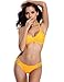 SHEKINI Womens Bikini Padded Cutout Strappy Halter Swimsuits Two Piece Bathing Suits (Medium/(US 8-10), Lily Yellow)