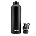 TOPOKO 25oz Hydro Double Wall Flask Stainless Steel Water Bottle, Bite Valve Top, Vacuum Insulated, Sweat Proof, Leak Proof Sports Thermos. Standard Mouth 25oz, BPA-Free, Keep Cold 24 Hours (Black)