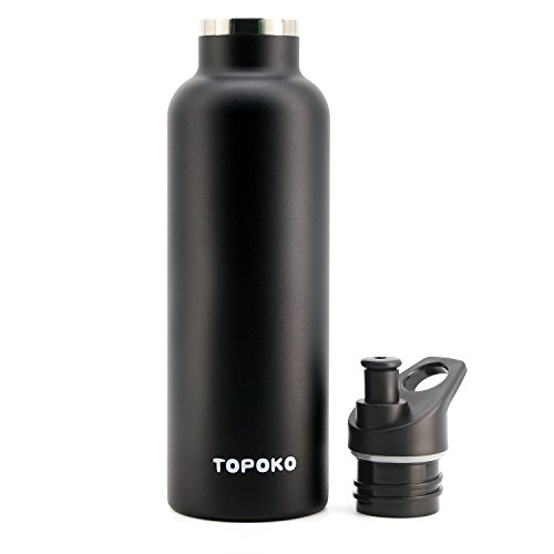 TOPOKO 25oz Hydro Double Wall Flask Stainless Steel Water Bottle, Bite Valve Top, Vacuum Insulated, Sweat Proof, Leak Proof Sports Thermos. Standard Mouth 25oz, BPA-Free, Keep Cold 24 Hours (Black) - Image 3