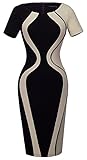 HOMEYEE Women's Vintage Short Sleeve Colorblock Illusion Cocktail Dress B315