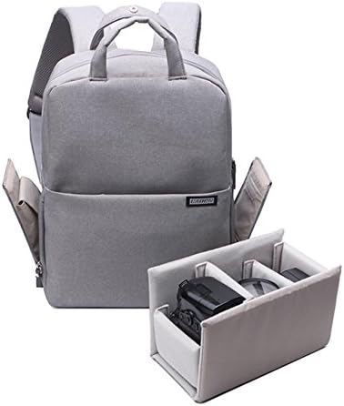 Camera Bag DSLR Laptop Backpack Waterproof Travel Large Size Multifunctional Backbag Water Resistant Sony Canon Nikon Olympus Lens Tripod and Accessories (M, Light Grey)