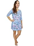 Disney Lilo & Stitch Women's 3/4 Sleeve Dorm Nightgown Pajamas (X-Large, Blue)