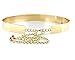 Womens Metal Mirror Waist-Belt Metallic Belt Obi Wide- Golden, Large (30-36 inch)