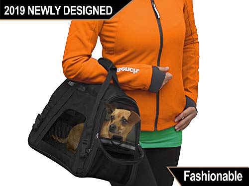 ToysOpoly Premium Pet Travel Carrier, Airline Approved, Soft Sided with Fleece Bed Mats, Perfect for Small Dogs, Cats, Birds, Rabbits, and Chicken (Black) - Thumbnail 5