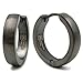 Stainless Steel Curved Face Round Hoop Men Earrings Brush Gunmetal 18mm