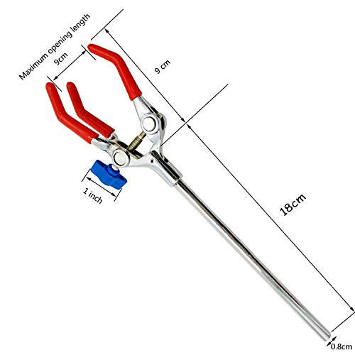 OESS Lab Clamp 3 Prong Finger Style Rubber-Coated Head Large Grip Adjustment Range to 3.6" Rod Length 7"