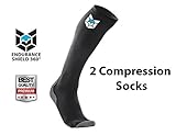 Premium Leg Compression Socks (2 pcs) - Ultra Lightweight Running Compression Socks for Men & Women - Great Relief for Shin Splints, Calf & Leg Pain, Athletes & Outdoor Activities - Improves Recovery - Endurance Shield 360® - 100% Money Back Guaranteed!