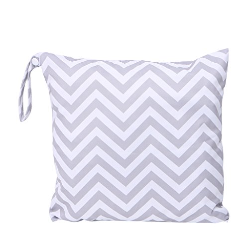 cici store Baby Nappy Bag Waterproof Reusable Washable Wet Dry Cloth Zipper Diaper Bag (gray)