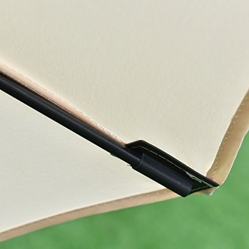 SKEMiDEX---8.2Ft Height Adjustable Outdoor Patio Umbrella Market Sun Shade Beech Beige New. Ideal For Commercial And Residential Use Height Adjustable Range From 5.2ft To 8.0ft