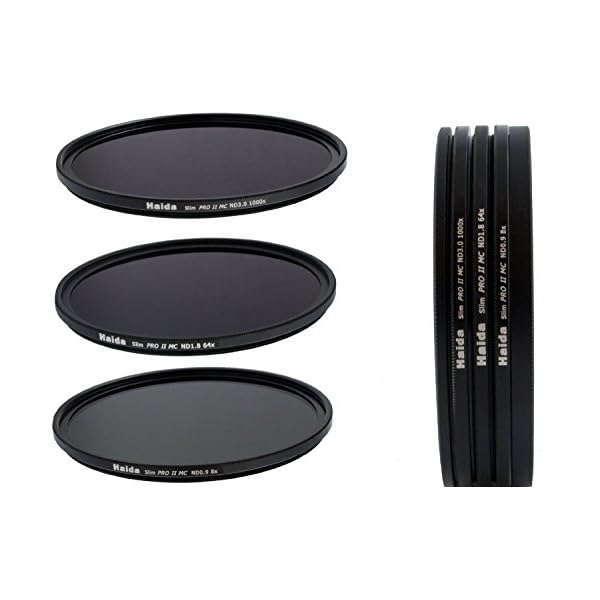 HAIDA Slim PRO II Digital MC Neutral Graufilter Set bestehend aus ND8x, ND64x, ND1000x Filtern 77mm inkl. Stack Cap Filtercontainer + Pro Lens Cap mit Innengriff