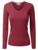 Doublju Soft Stretch Knit V-Neck Sweater Top