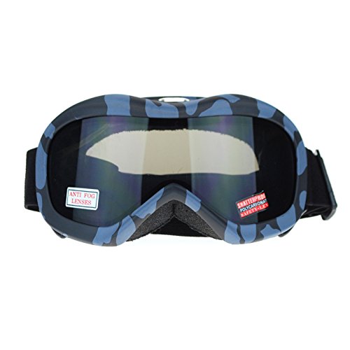 Ski Snowboard Goggles Anti Fog Shatter Proof Gray Lens Camo Print Gray Blue