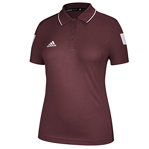 adidas Womens Team Sport Polo, Maroon/White, Large
