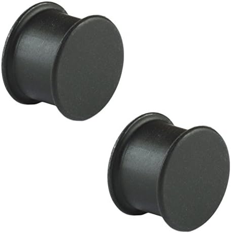 KAOS BRAND: Pair of Silicone Solid Front Plugs: 3/4", Wearable Length: 3/8", Black